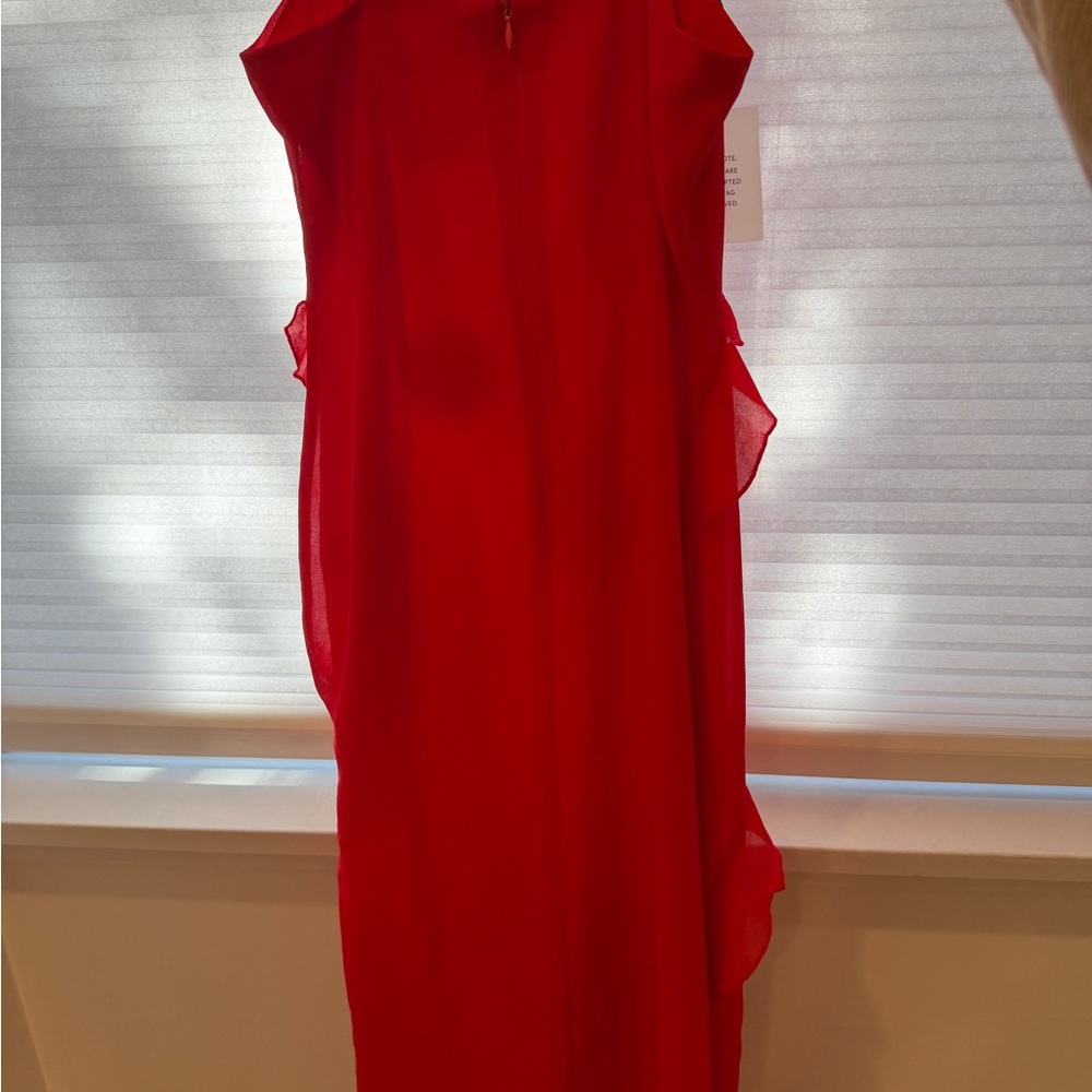 Chic Asymmetrical Red Dress - Picture 6 of 6